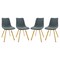 Leisuremod Markley Modern Leather Dining Chair With Gold Legs Set of 4 - Peacock Blue